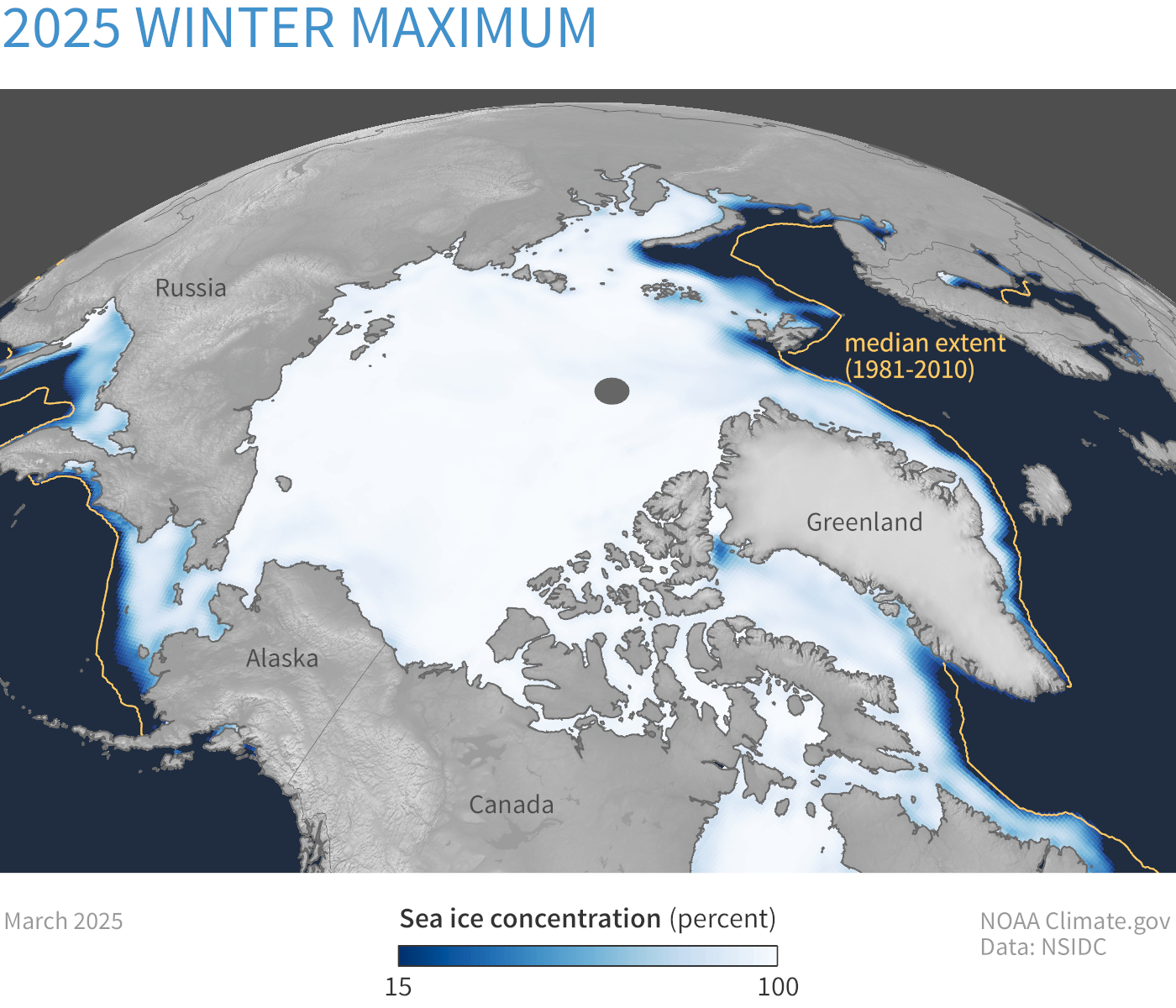 Image of a map of the Arctic Sea Ice Extent - Maximum dataset Arctic Sea Ice Extent - Maximum