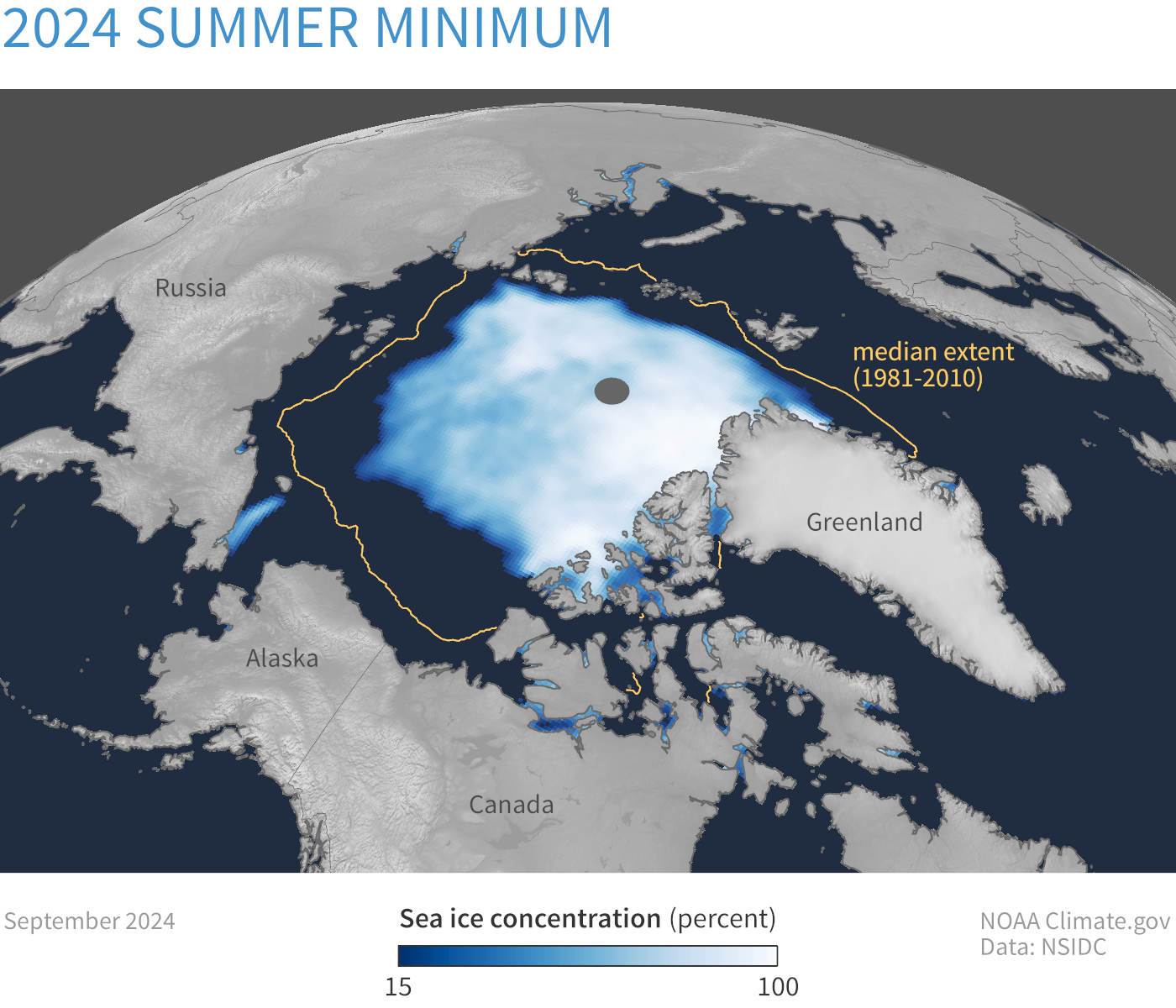 Image of a map of the Arctic Sea Ice Extent - Minimum dataset Arctic Sea Ice Extent - Minimum