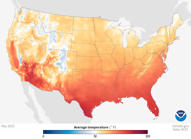 Image of a map of the Temperature - US Monthly Average dataset Temperature - US Monthly Average