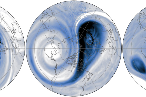small image showing a map of polar vortex conditions in the Arctic