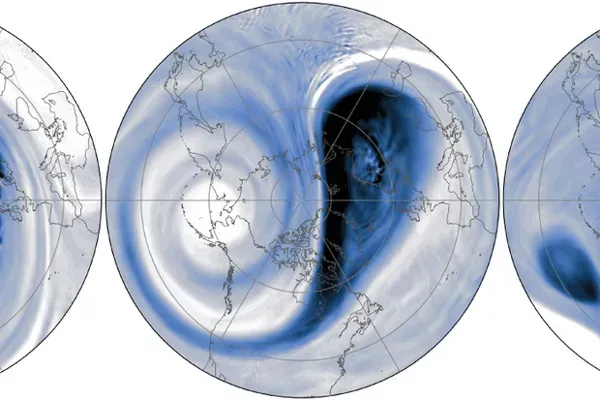 small image showing a map of polar vortex conditions in the Arctic