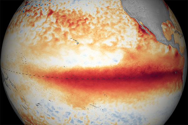 small map of sea surface temperatures in the Pacific Ocean