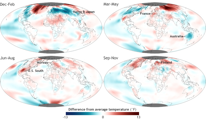 2011 Seasonal Temperature Anomalies