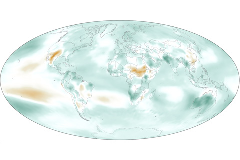 Map of specific humidity across the globe, 2011
