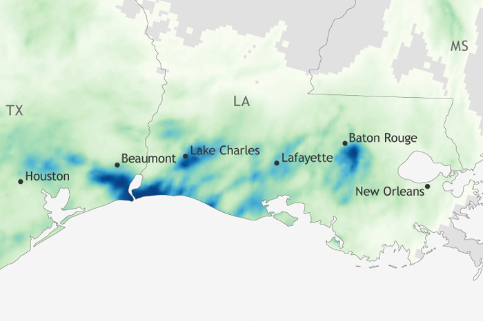 Rainfall map of Gulf Coast in mid-May 2021