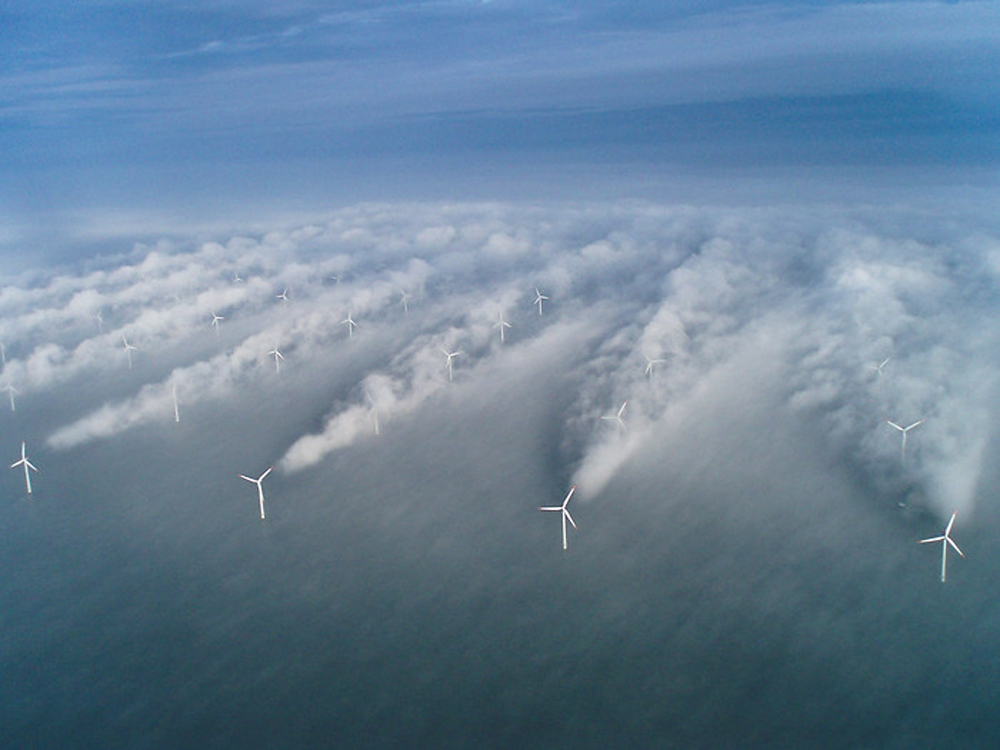 Wind Turbines Churn the Air over the North Sea