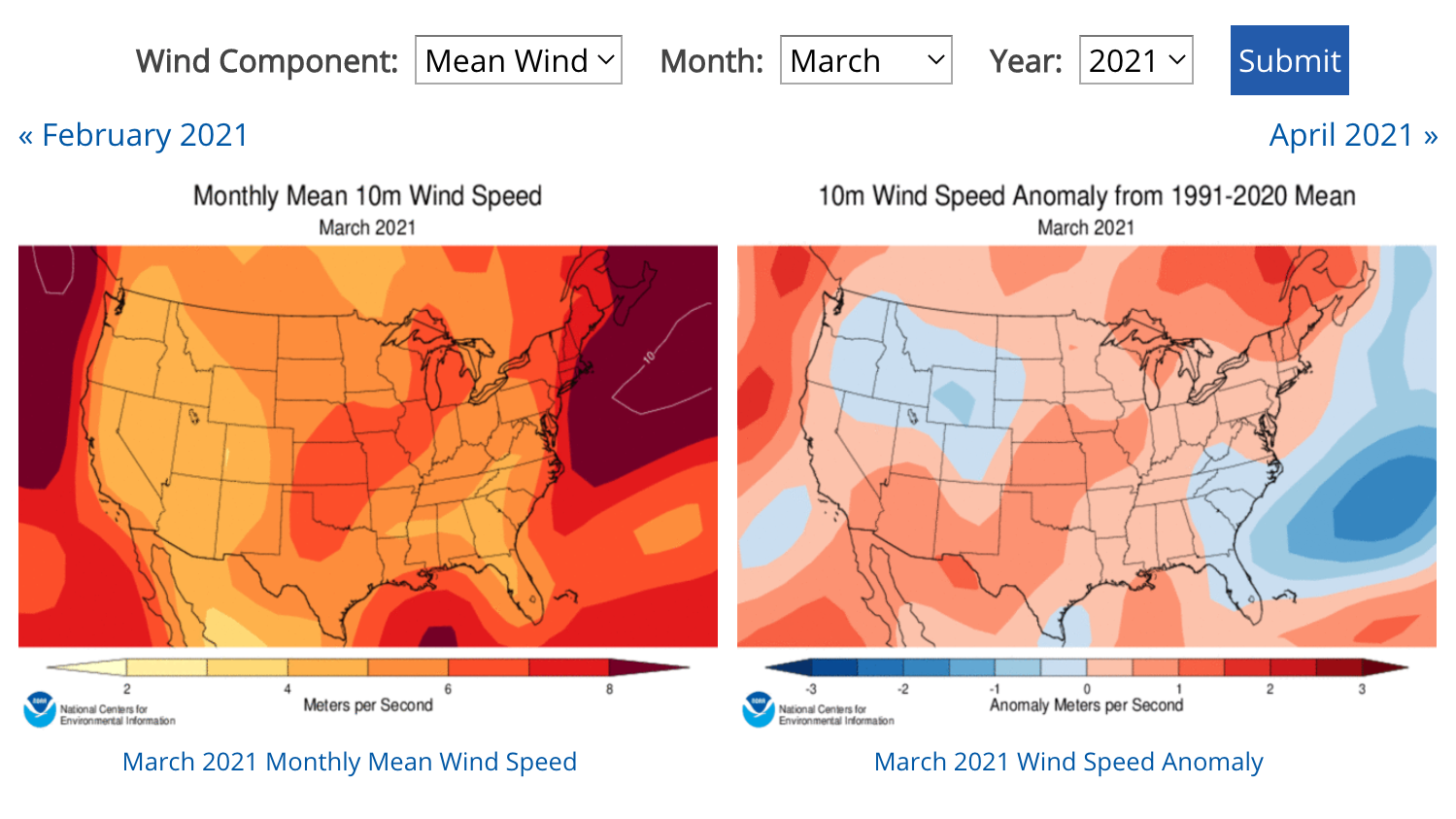Example full sized image for Average Wind Speeds - Map Viewer