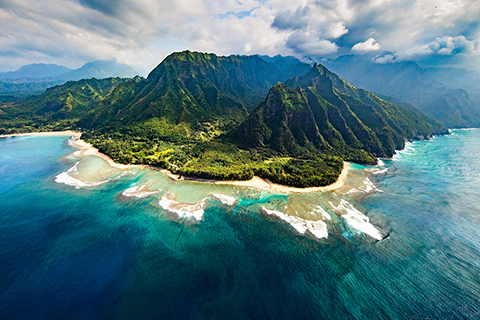 Pacific Island surrounded by coral reef