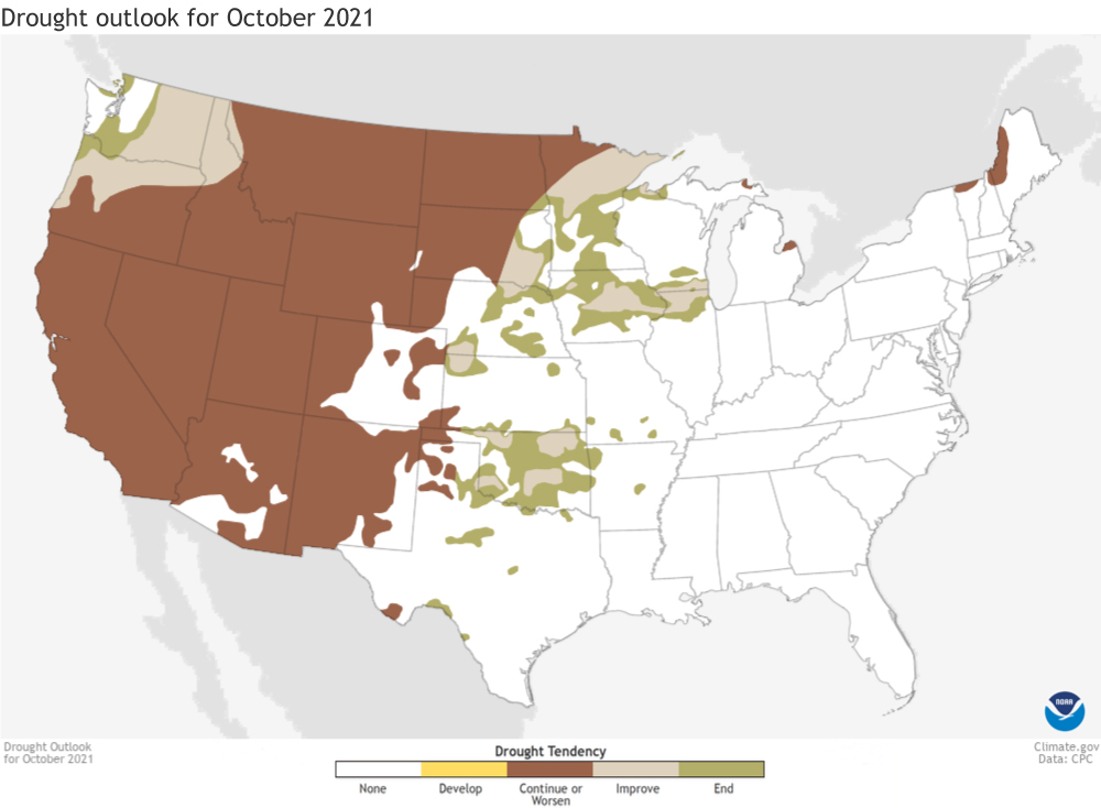 US Drought Outlook for October 2021