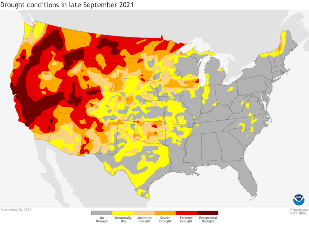 US Drought Monitor for September 28, 2021