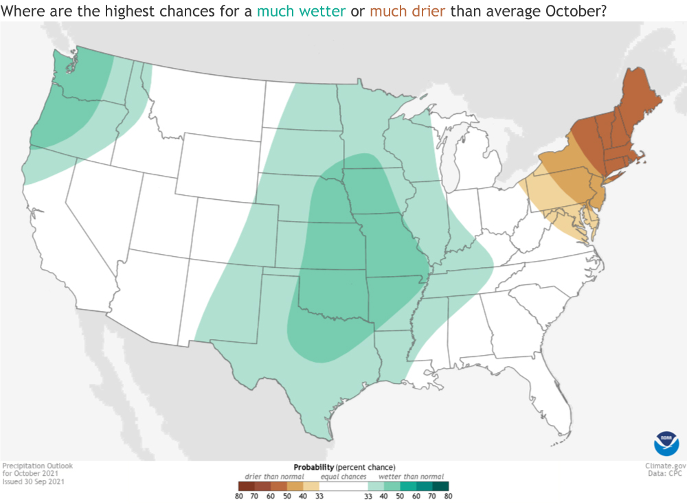 US Precipitation Outlook for October 2021