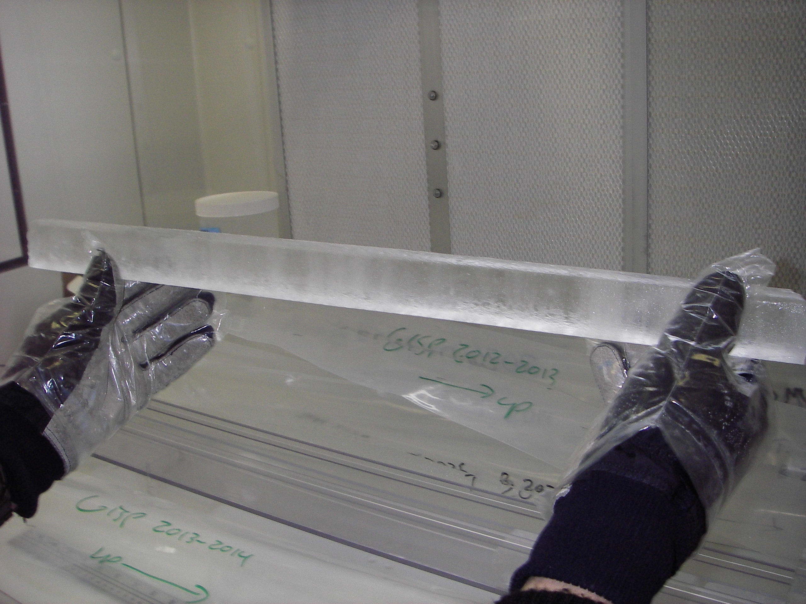 Ice core in lab