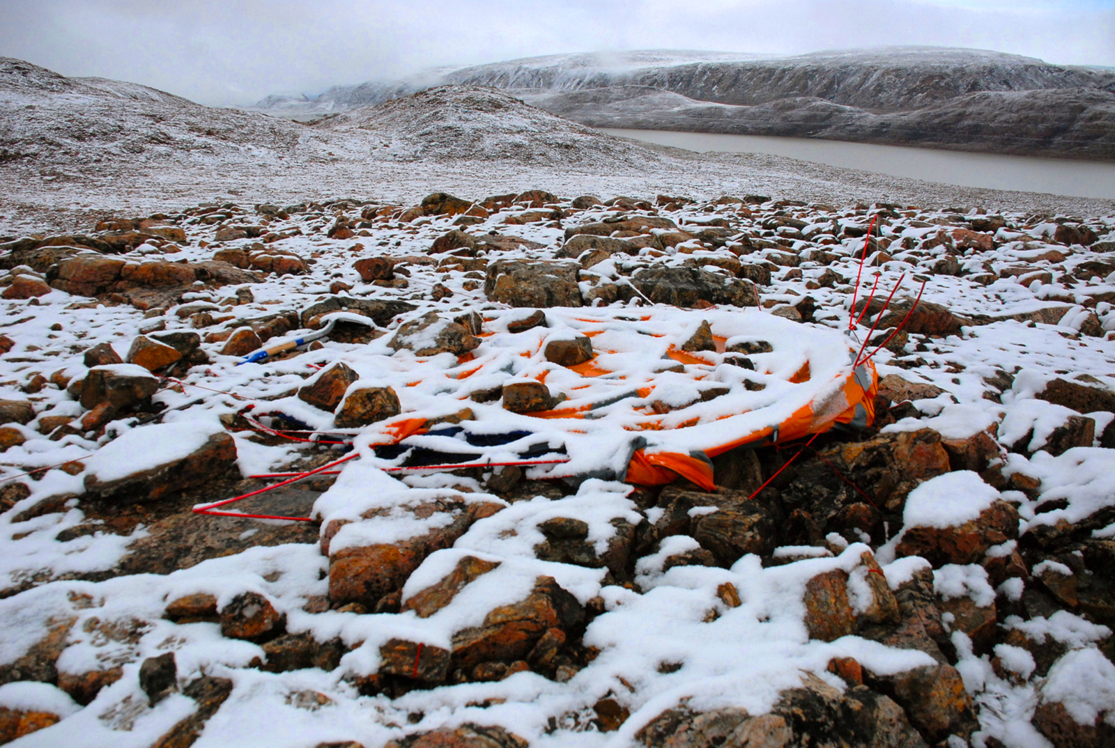 Flattened tent