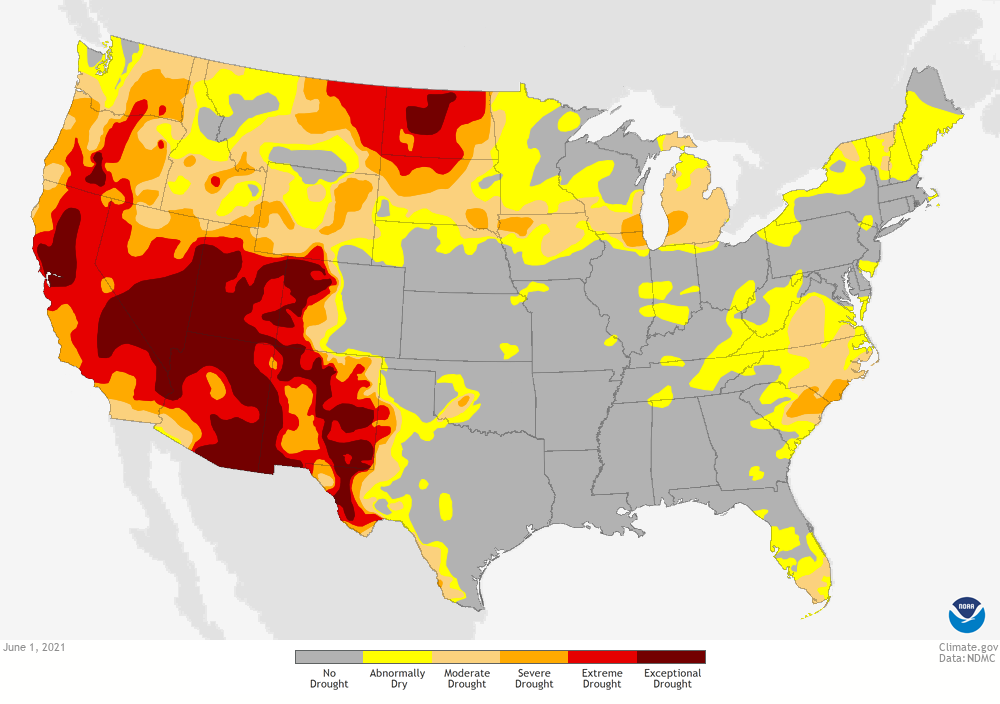 Drought conditions, June 1, 2021