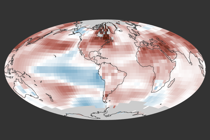 Global temperature anomaly for 2021
