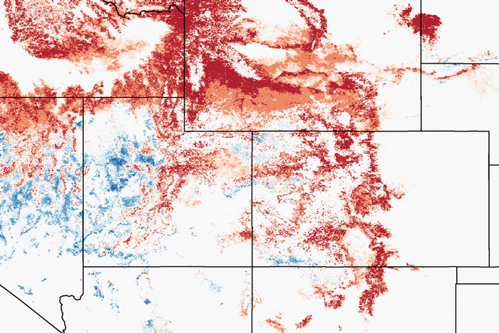 Map of December 2021 snow cover anomalies in West