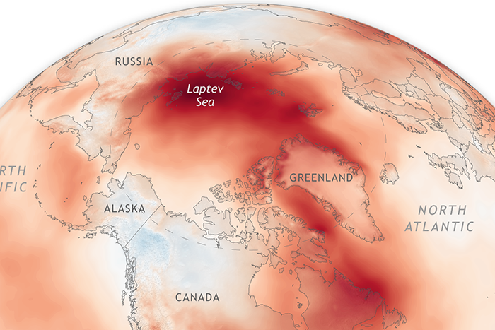 Temperature anomaly map