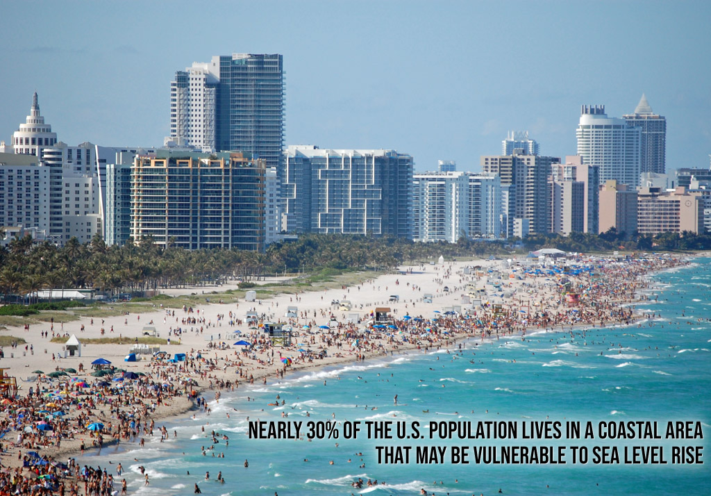 a stretch of Miami Beach with hi-res buildings and hundreds of beachgoers