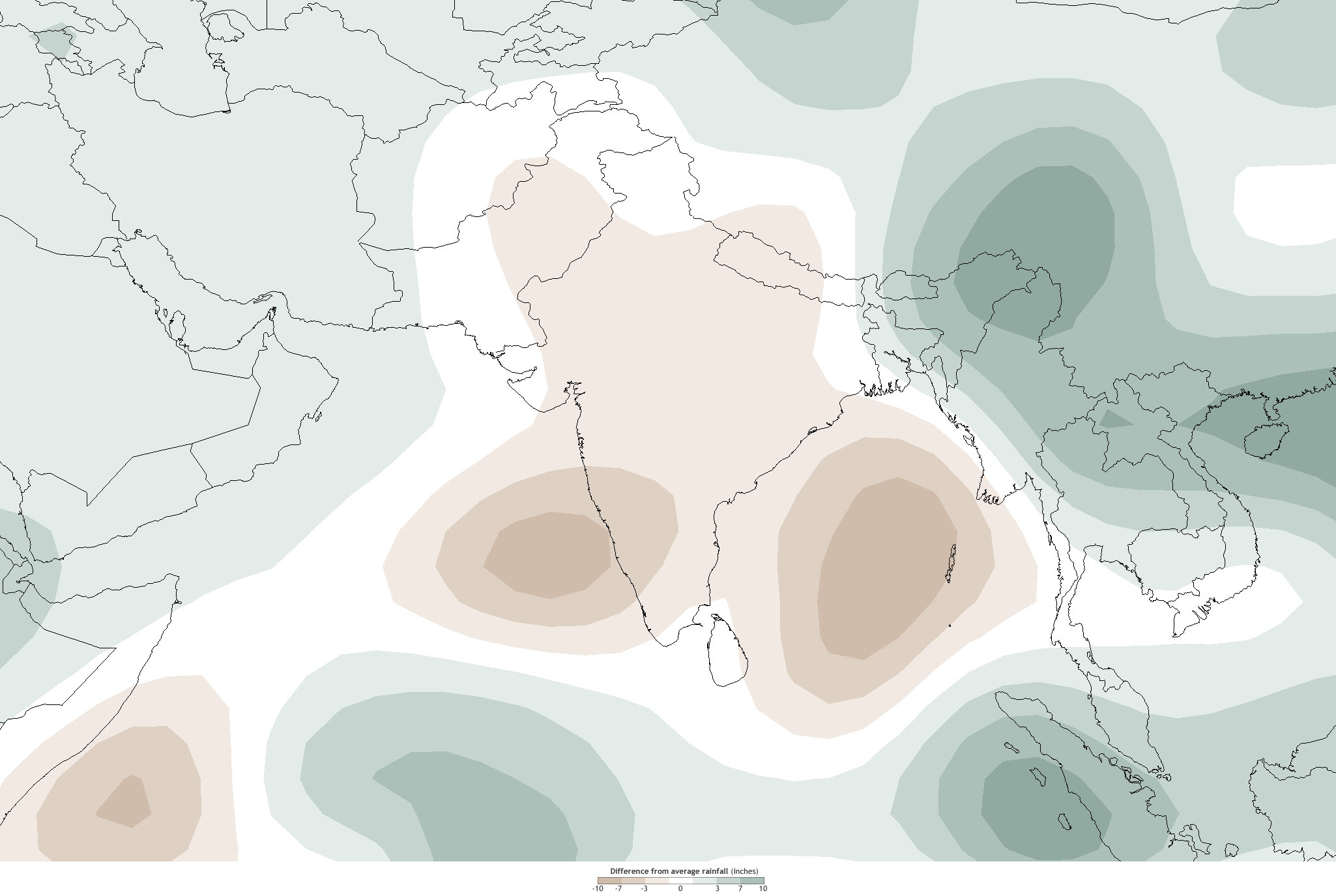 Difference from average rainfall map 