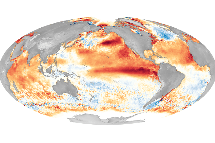 Sea surface temperature anomaly map