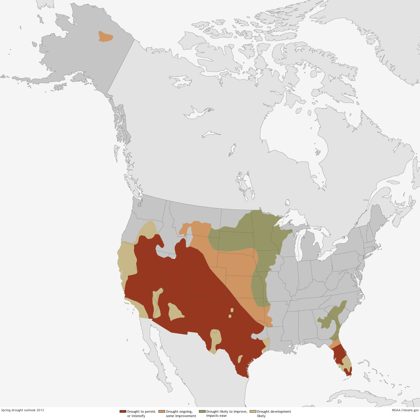 Map of 2013's spring drought outlook