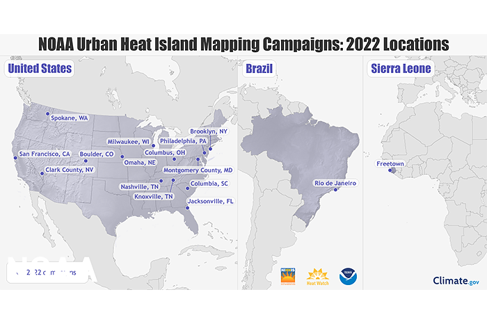 Urban heat island study map