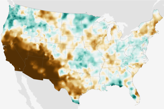 Map of May 2022 percent of normal precipitation in the U.S.