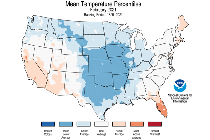 Temperature percentile map