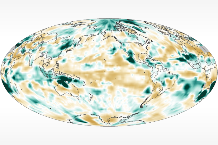 Global map of percent difference from average precipitation