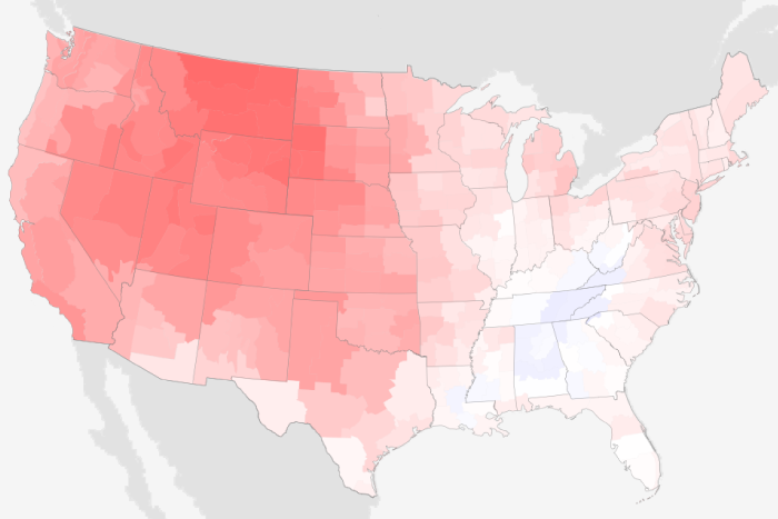 Map of U.S. temperature anomalies in September 2022