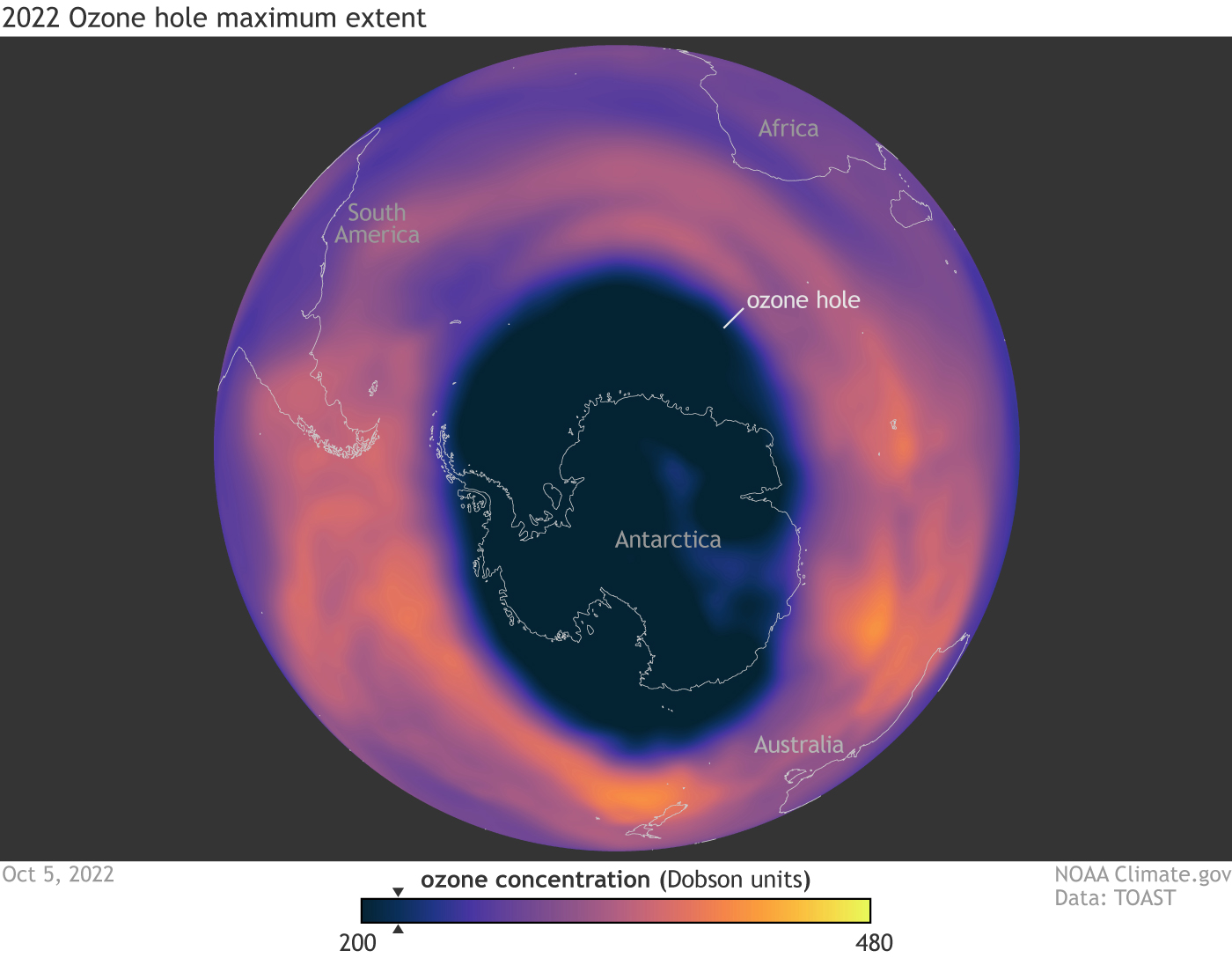 Antarctic ozone hole slightly smaller in 2022