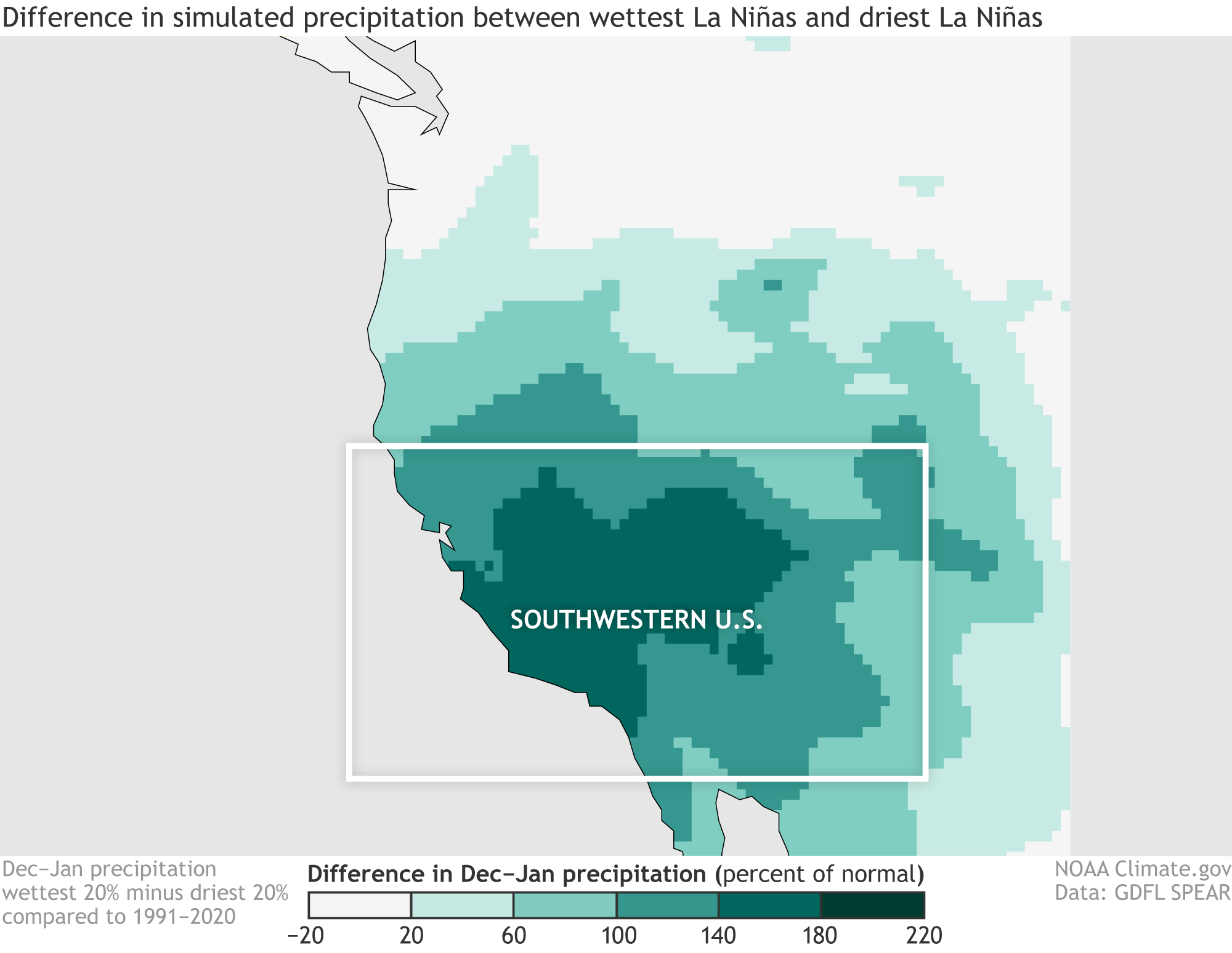 SPEAR La Nina SW precipitation map