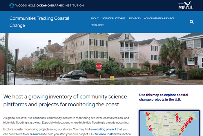 Coastal flooding tracking screenshot