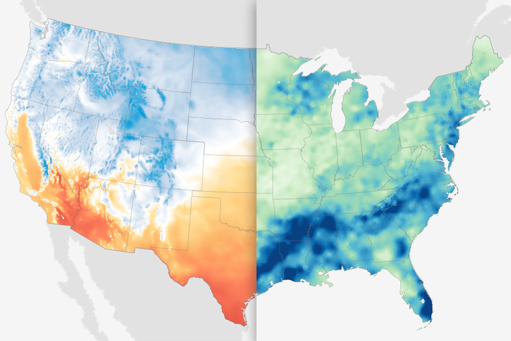 Combination of U.S. maps of temperature and precipitation