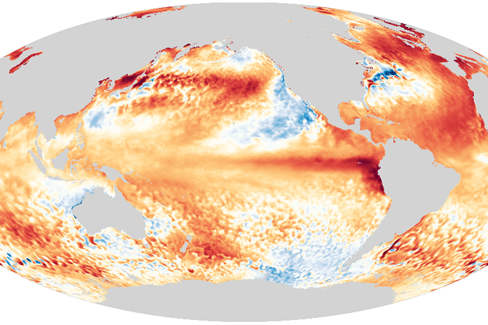 Map showing global ocean temperature