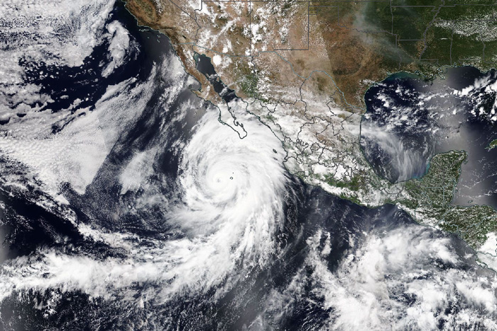 Photo-like satellite image of Hurricane Hilary