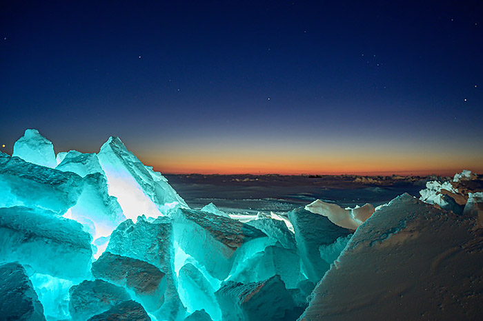 Illuminated sea ice