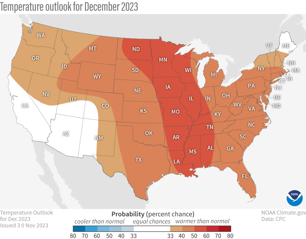 U.S. temperature map