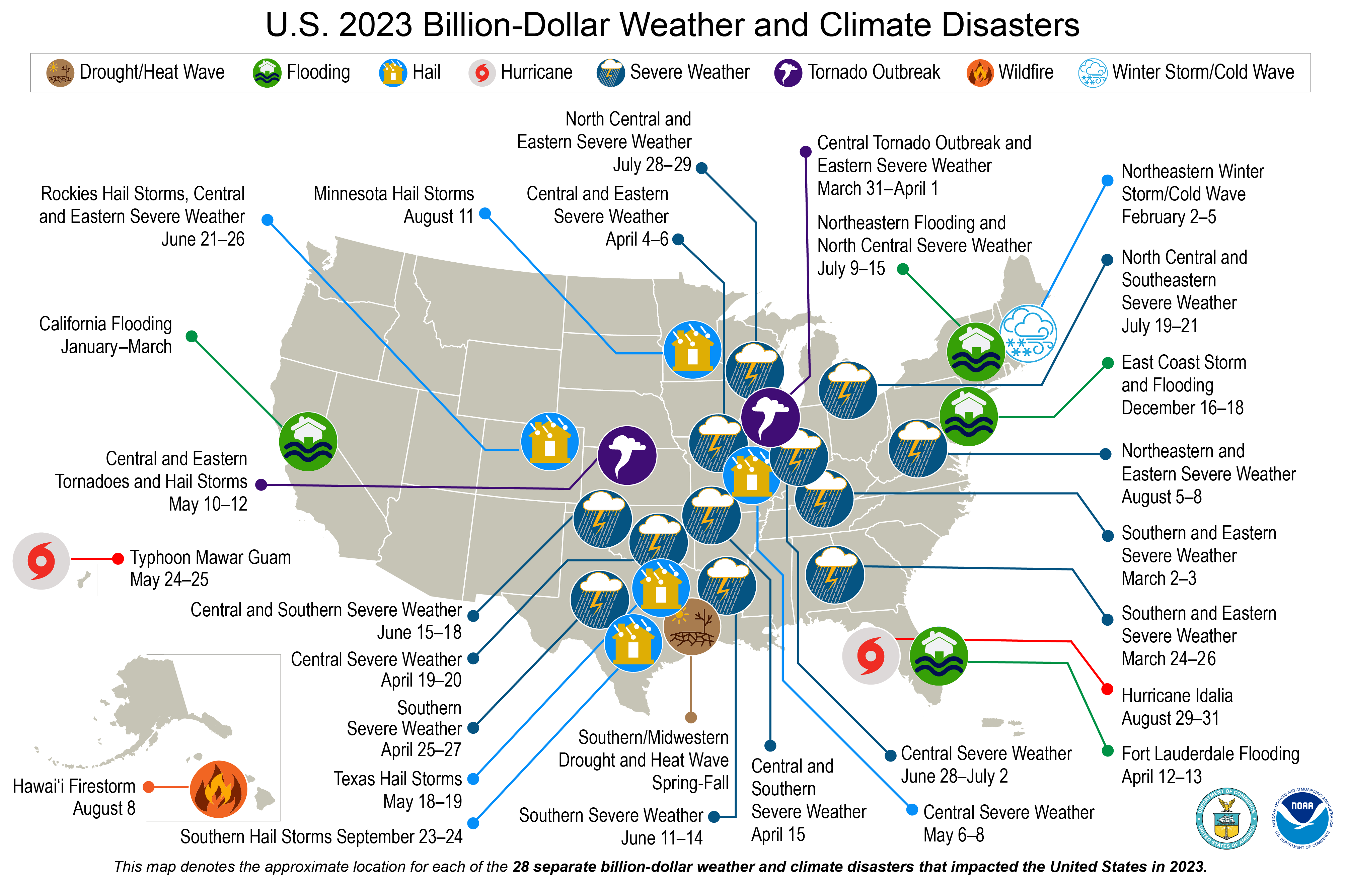 2023 US Billion Dollar Disaster Map