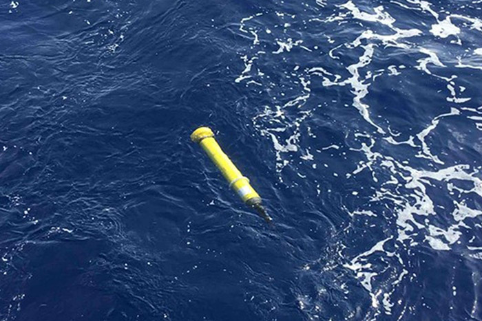Buoy floating on ocean surface