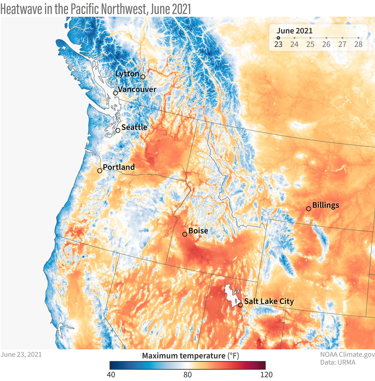 Animated map with increasingly orange and red areas