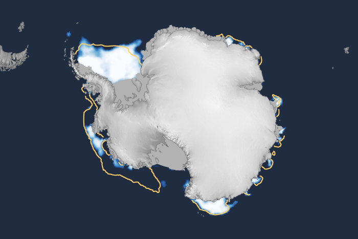 Map of Antarctic sea ice on February 20, 2024