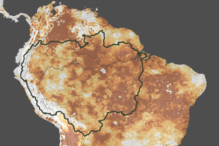 Map of drought conditions in Amazon River Basin
