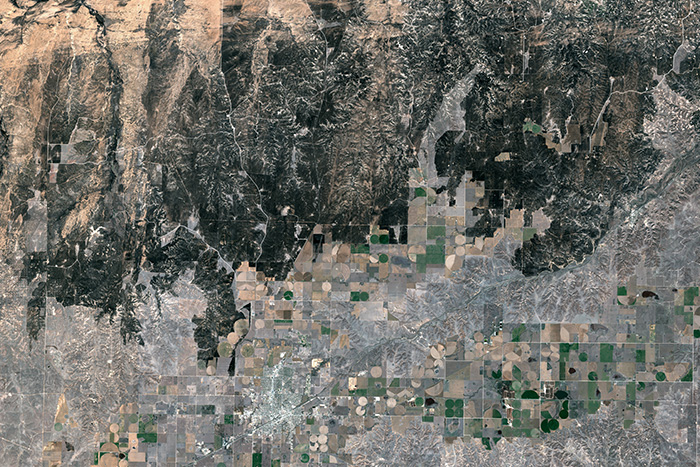 Satellite image of Texas fire scar