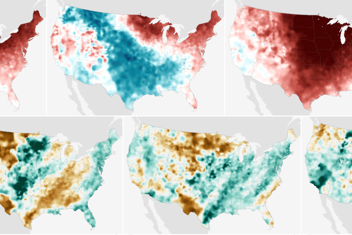 Mosaic of U.S. maps of monthly temperature and precipitation for winter 2023-24