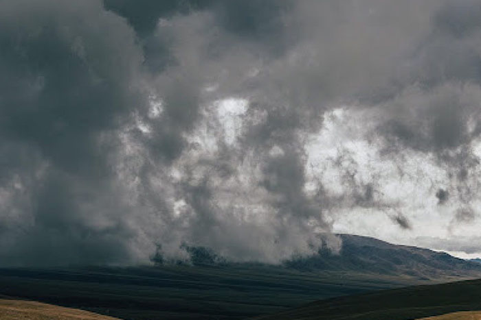 Rainfall over hillside