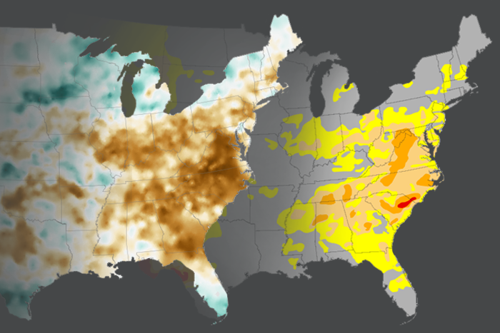 Mosaic of two partial maps of the United States