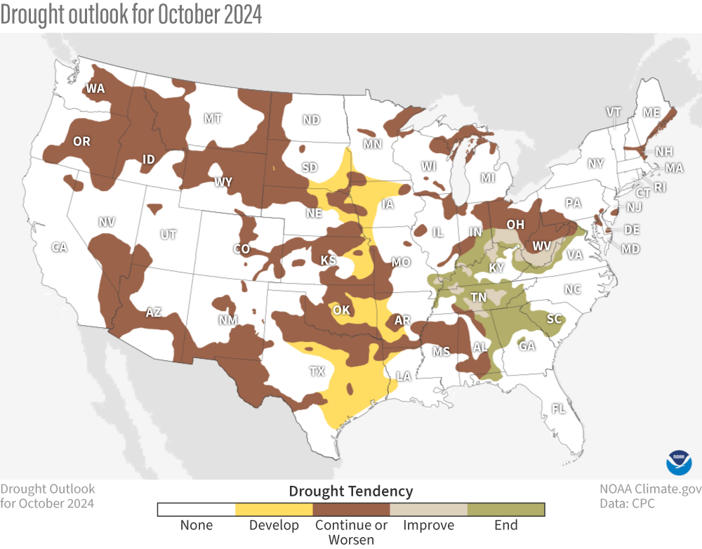 October 2024 drought outlook map