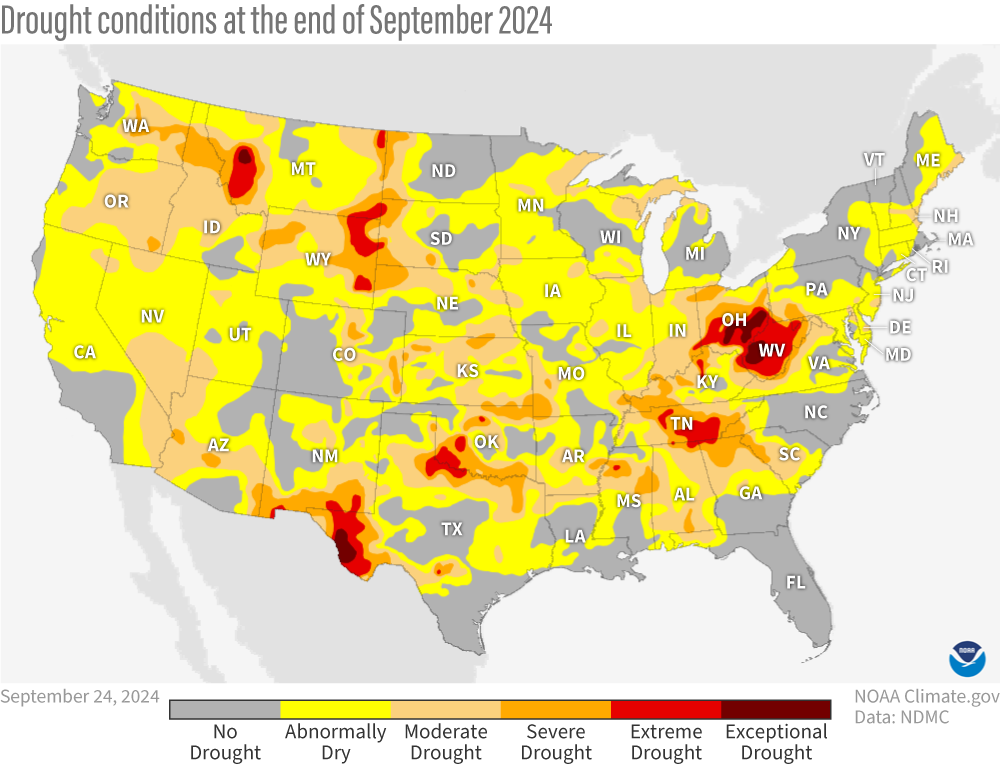 Drought monitor map September 24, 2024