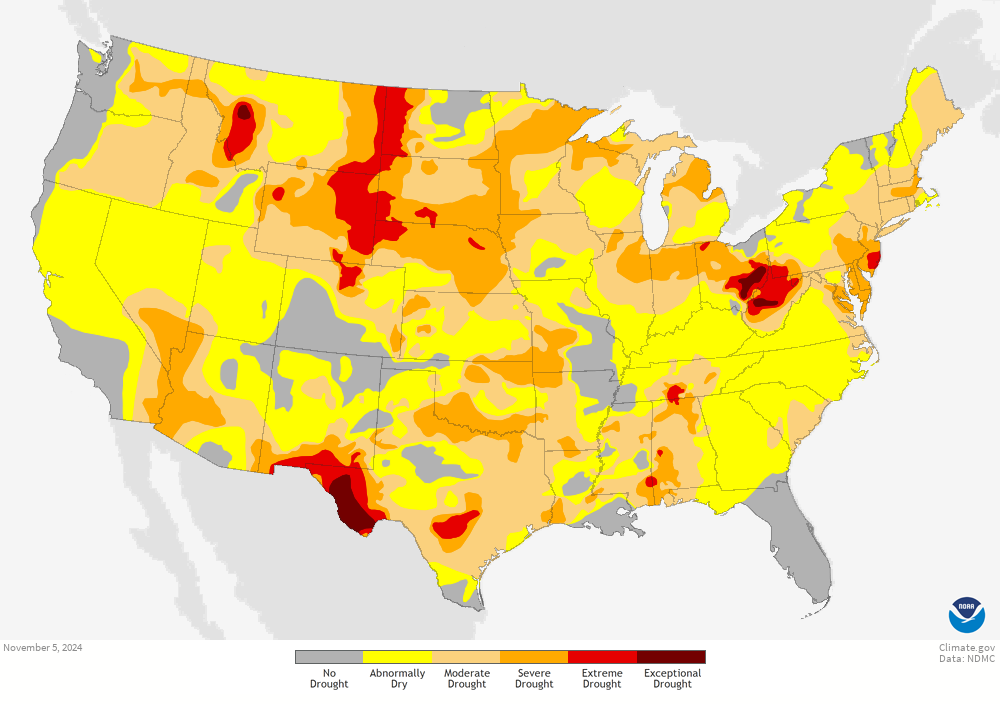 U.S. Drought monitor map November 5, 2024 